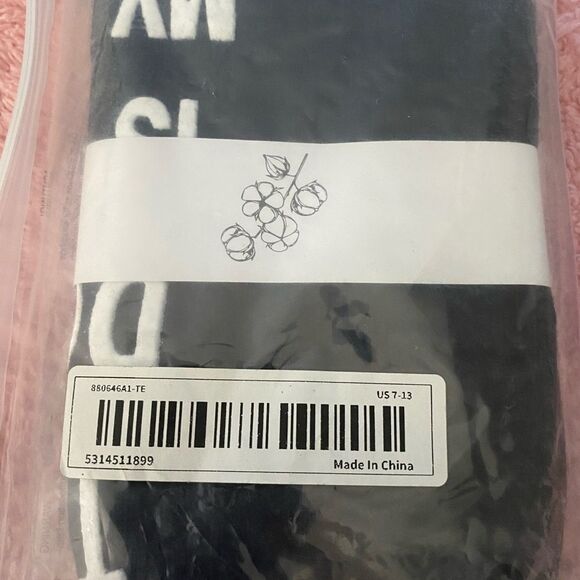 NWT - Black Novelty Socks with Fun White “Dog on Lap” Quirky Text - Picture 3 of 6